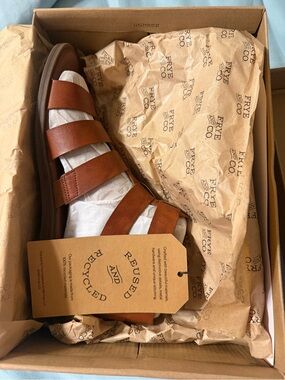 Frye Women’s Cognac Brown Leather Strappy Sandal
